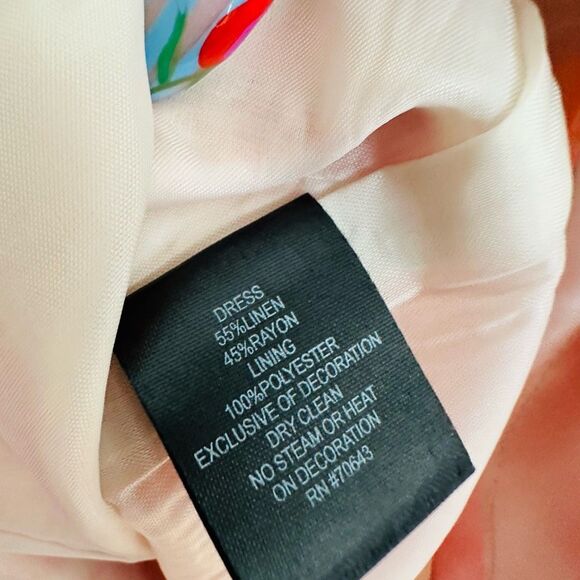 Jessica Howard Vintage Linen Blend Floral Dress Size 12 Fits Small/Med High Neck - Picture 6 of 8